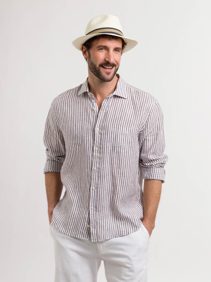 Einfarbiger Sommer-Fedora mit Leder-Hutband - off white / 57 | 629003-020-57