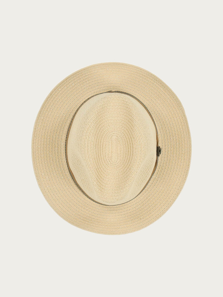 Einfarbiger Sommer-Fedora mit Leder-Hutband - camel / 57 | 629003-180-57