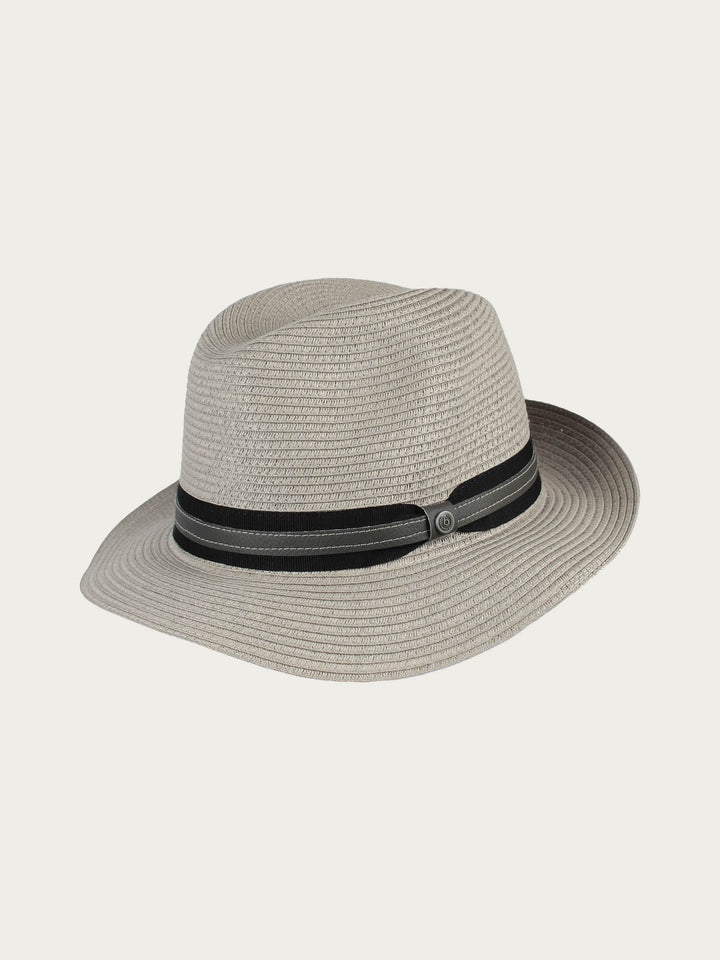 Einfarbiger Sommer-Fedora mit Leder-Hutband - taupe / 57 | 629003-860-57