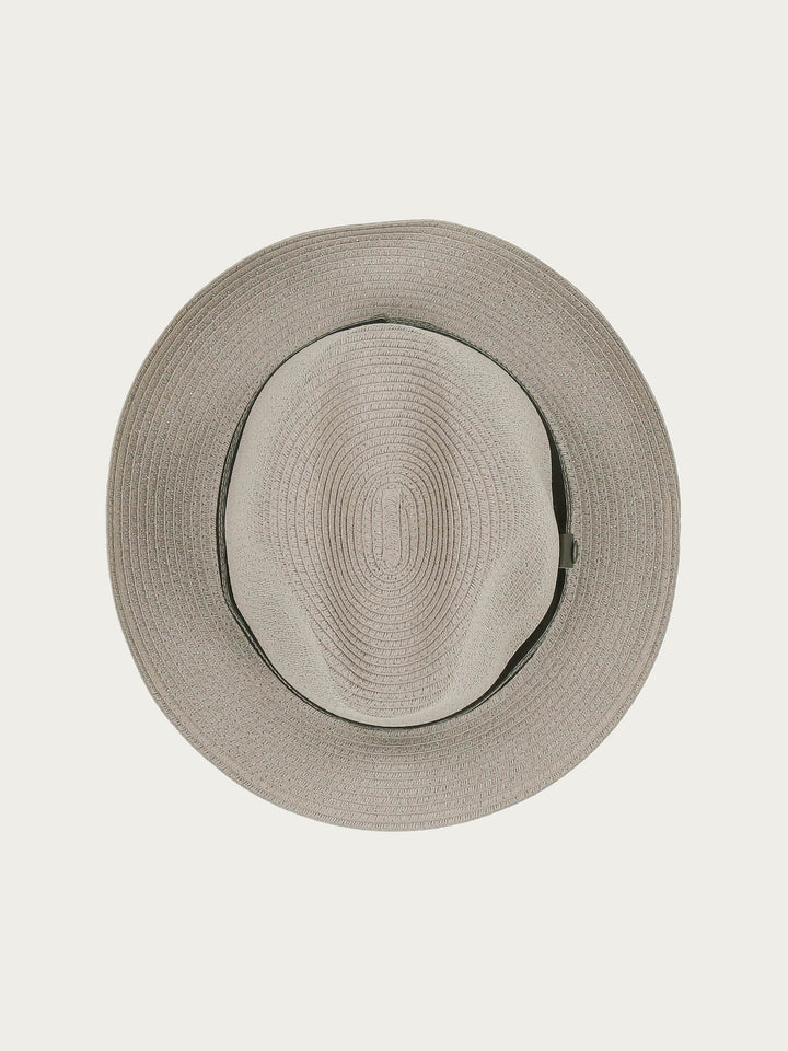 Einfarbiger Sommer-Fedora mit Leder-Hutband - taupe / 57 | 629003-860-57