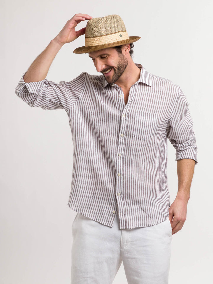 Sommer-Fedora mit Melange-Effekt - camel / 57 | 629004-180-57