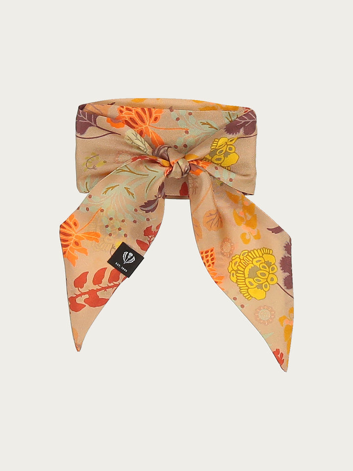 Narrow silk scarf with floral print