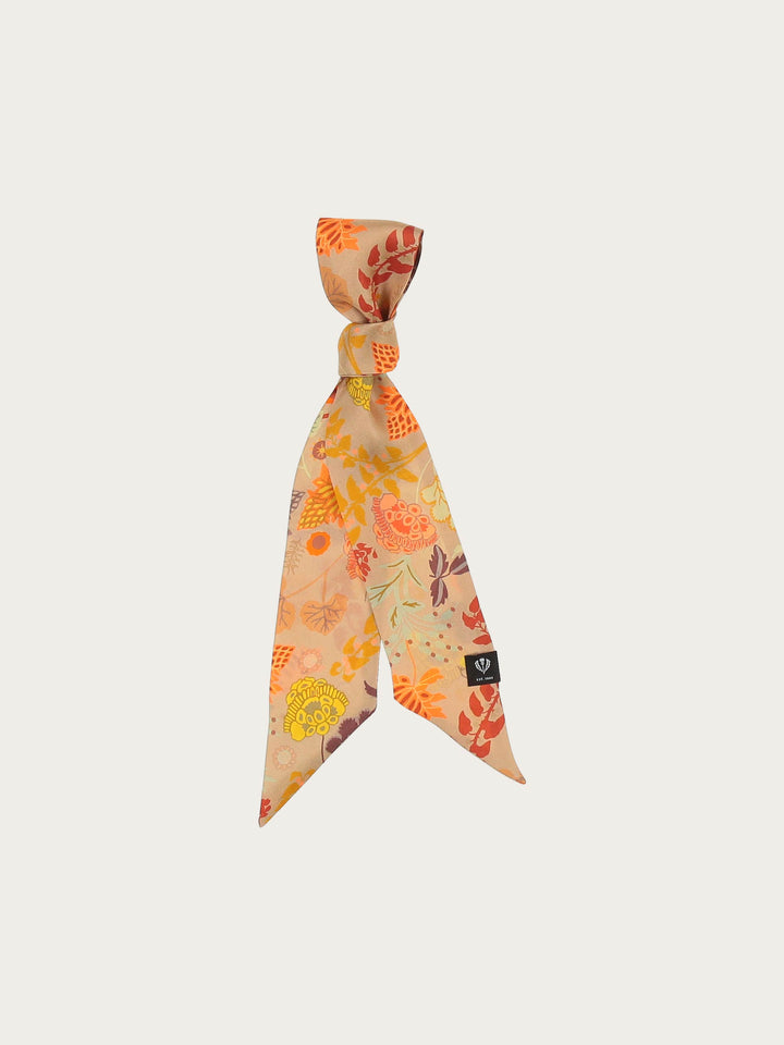 Narrow silk scarf with floral print