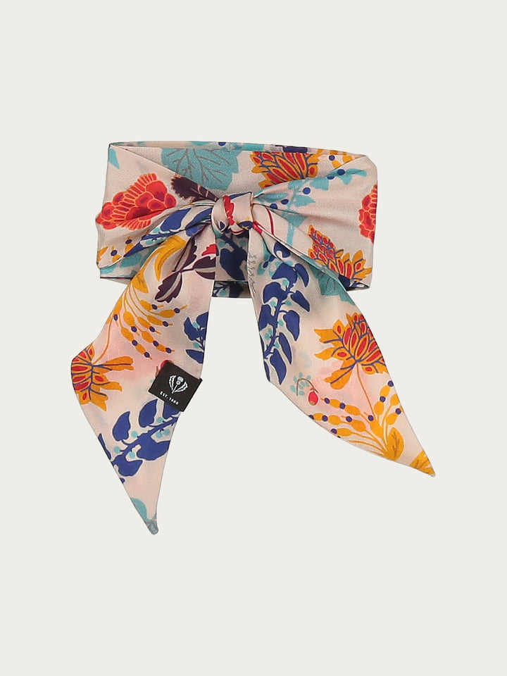 Narrow silk scarf with floral print