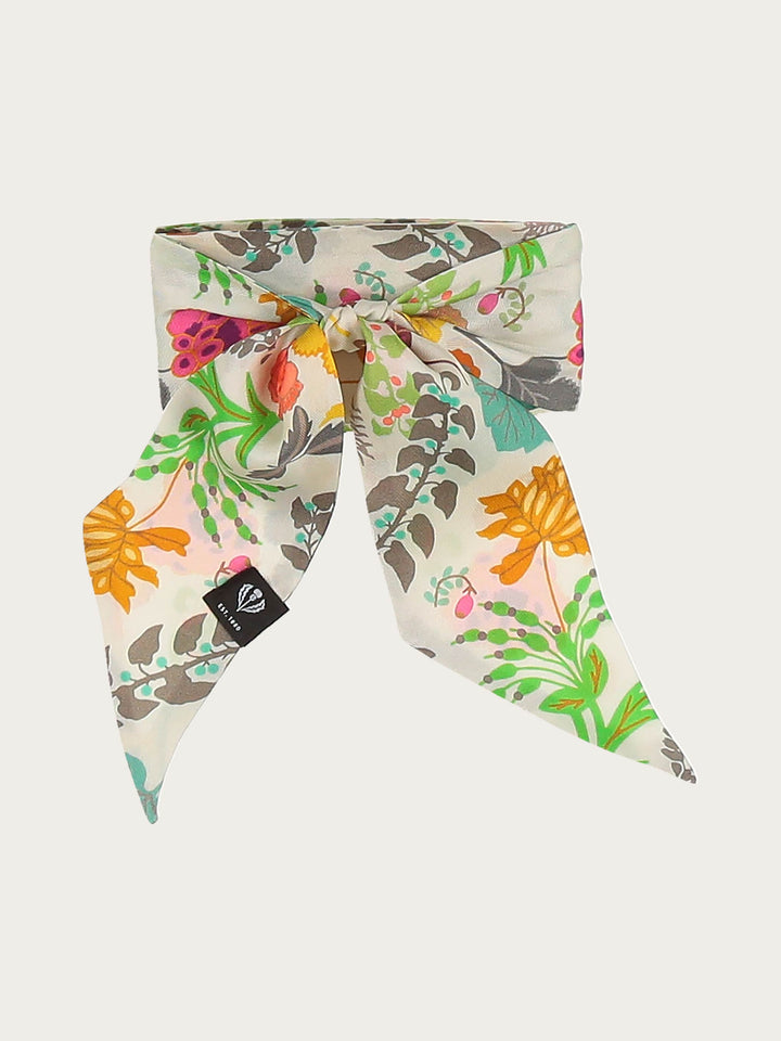 Narrow silk scarf with floral print