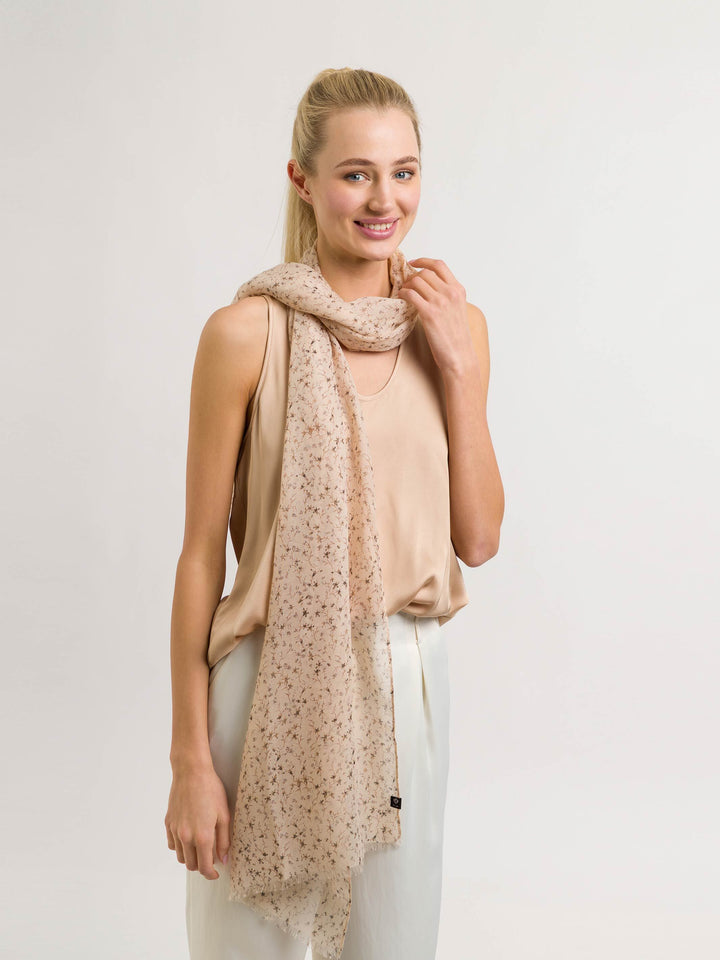 Stola in Millefleurs-Design aus Polyester - beige / OneSize | 602050-170