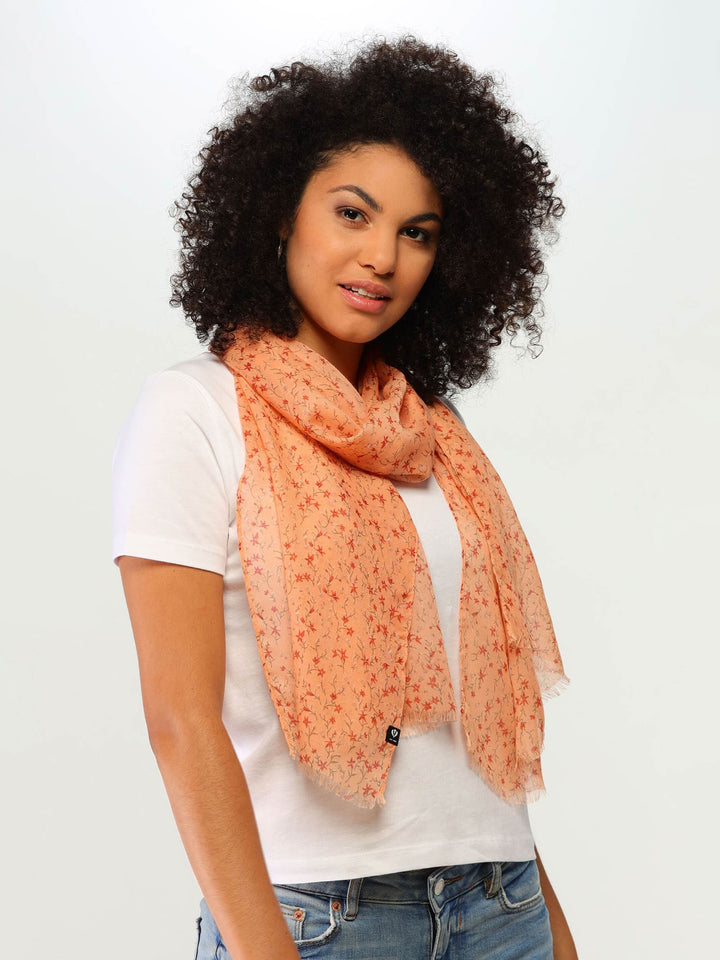 Stola in Millefleurs-Design aus Polyester - terracotta / OneSize | 602050-281