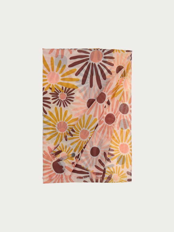 Baumwollschal mit Blumen-Print - nougat / OneSize | 609041-850