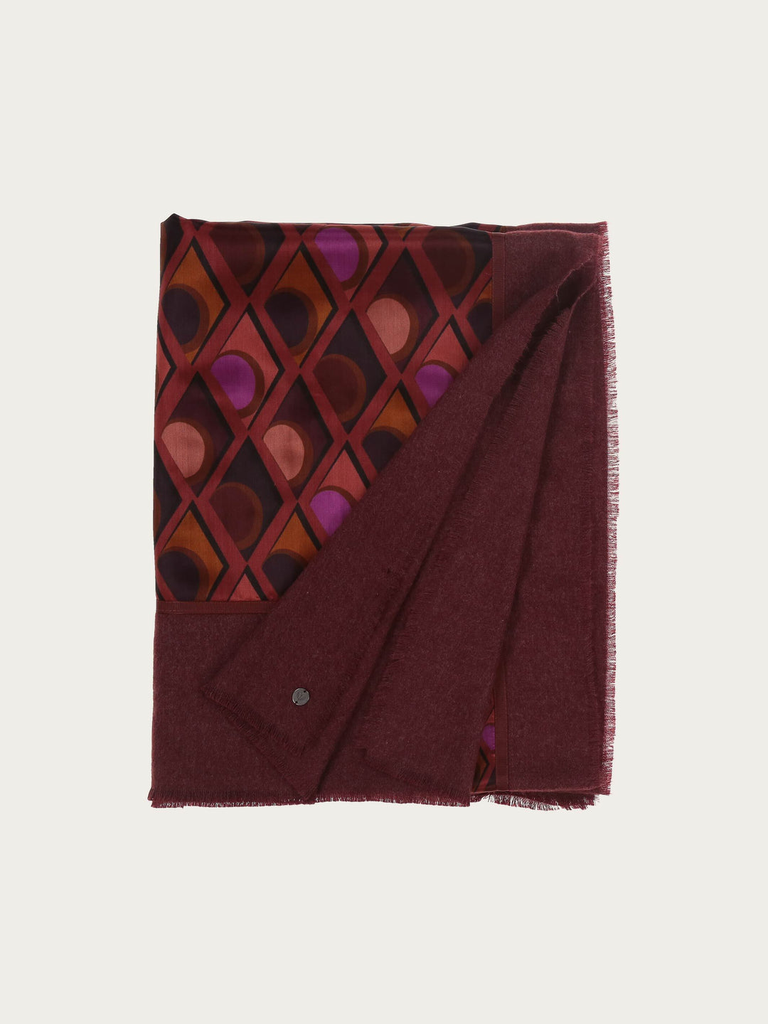 Patchwork-Stola mit geometrischem Muster in Seidenmischung - brownie / OneSize | 623409-872