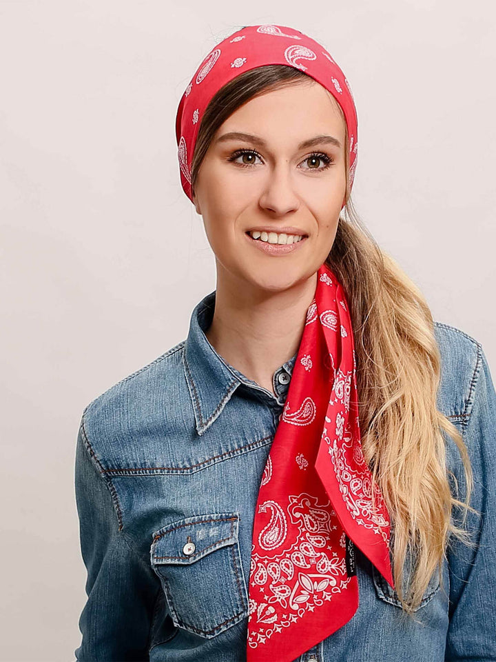 Haarband mit Paisley-Print in Baumwollmischung - red / OneSize | 623471-360