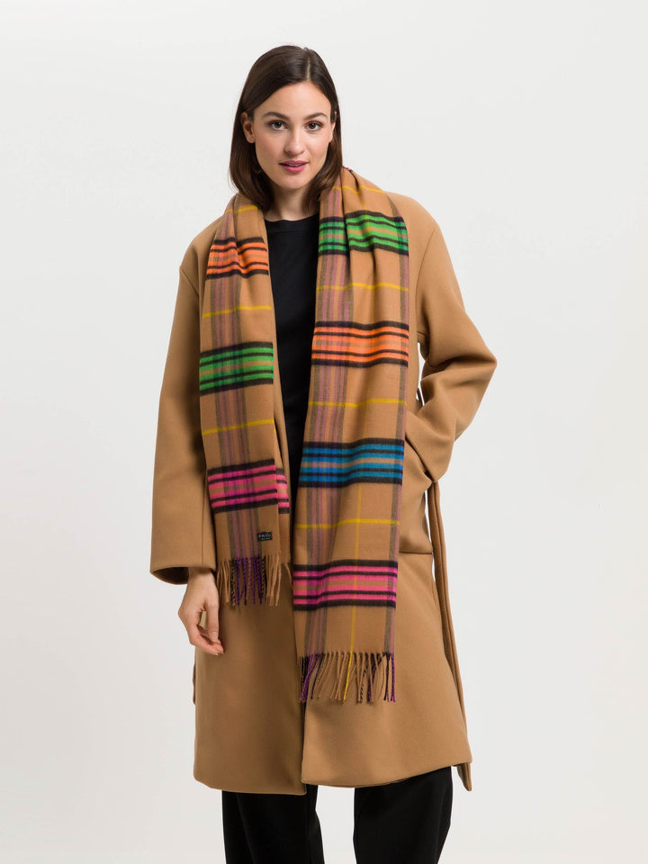 Cashmink-Schal mit FRAAS Plaid Karo - Made in Germany - soft camel / OneSize | 625391-182