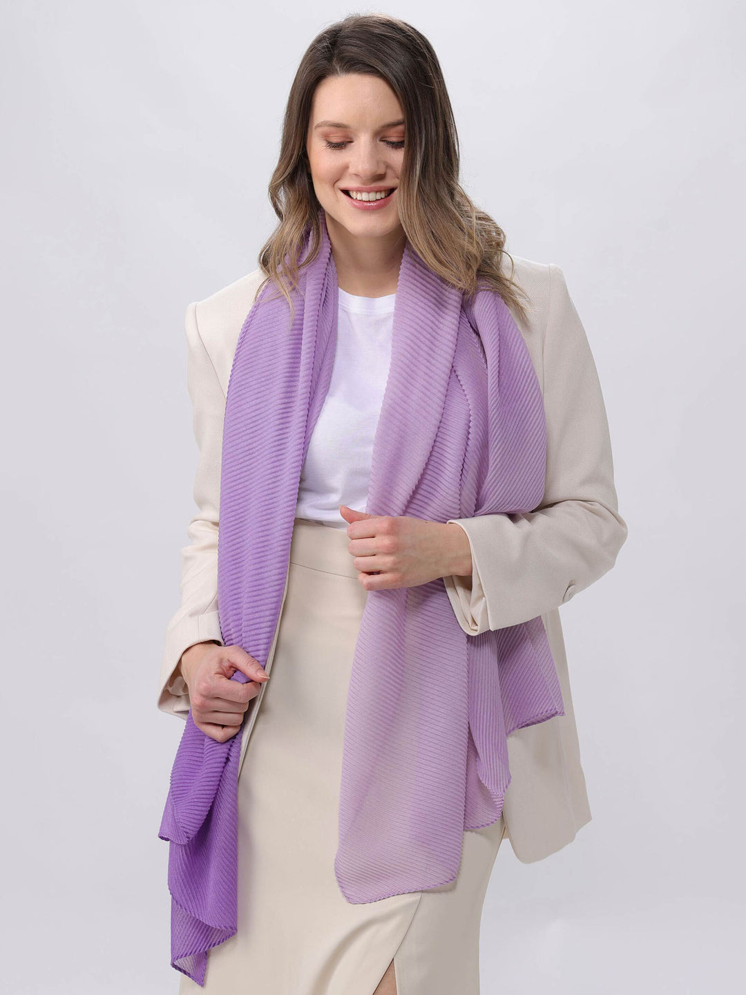 Plissee-Stola mit Ombré-Effekt - lavender / OneSize | 625490-460