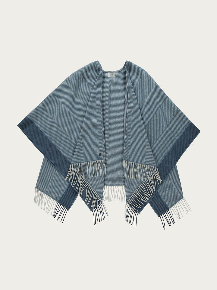 Poncho mit Fischgrät-Design - Made in Germany - denim / OneSize | 631019-580