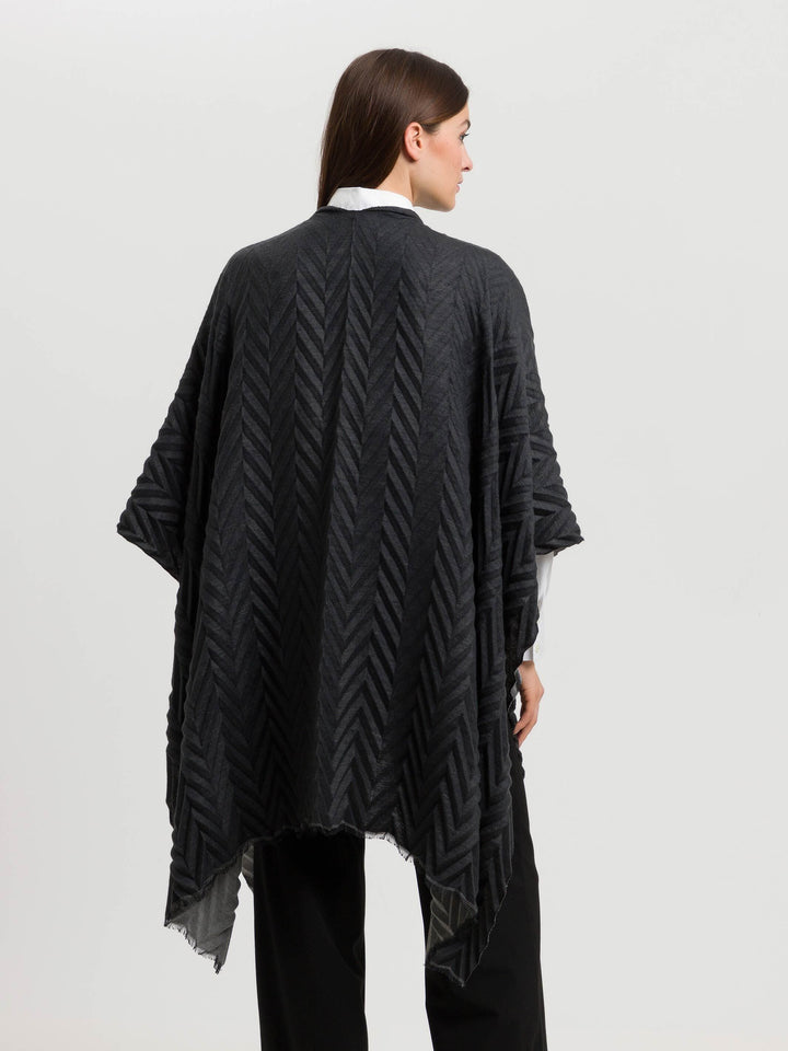 Plissierter Damen Poncho - grey / OneSize | 631023-960