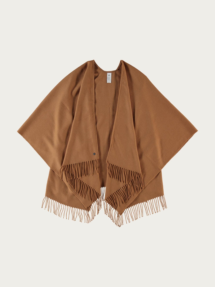 Einfarbiger Poncho aus reinem Polyacryl - Made in Germany - camel / OneSize | 631189-180