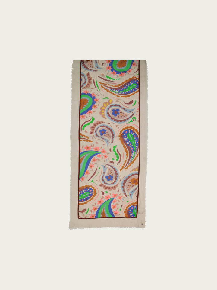 Patchwork-Stola mit Paisley-Print in Seide auf Baumwolle - honest green / OneSize | 633021-702