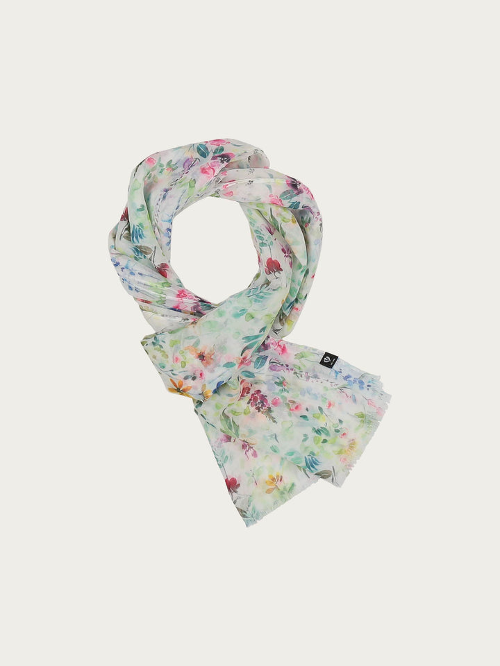 Sustainability Edition - Schal mit zartem Blumen-Design - pure white / OneSize | 640016-012