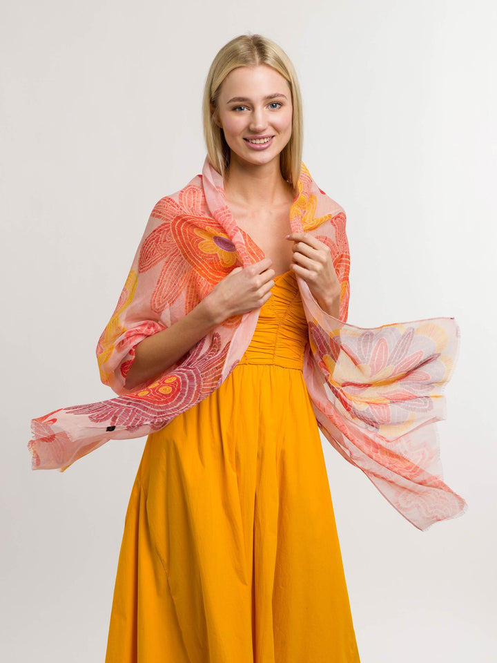 Sustainability Edition - Stola mit floralem Design - soft apricot / OneSize | 640025-243