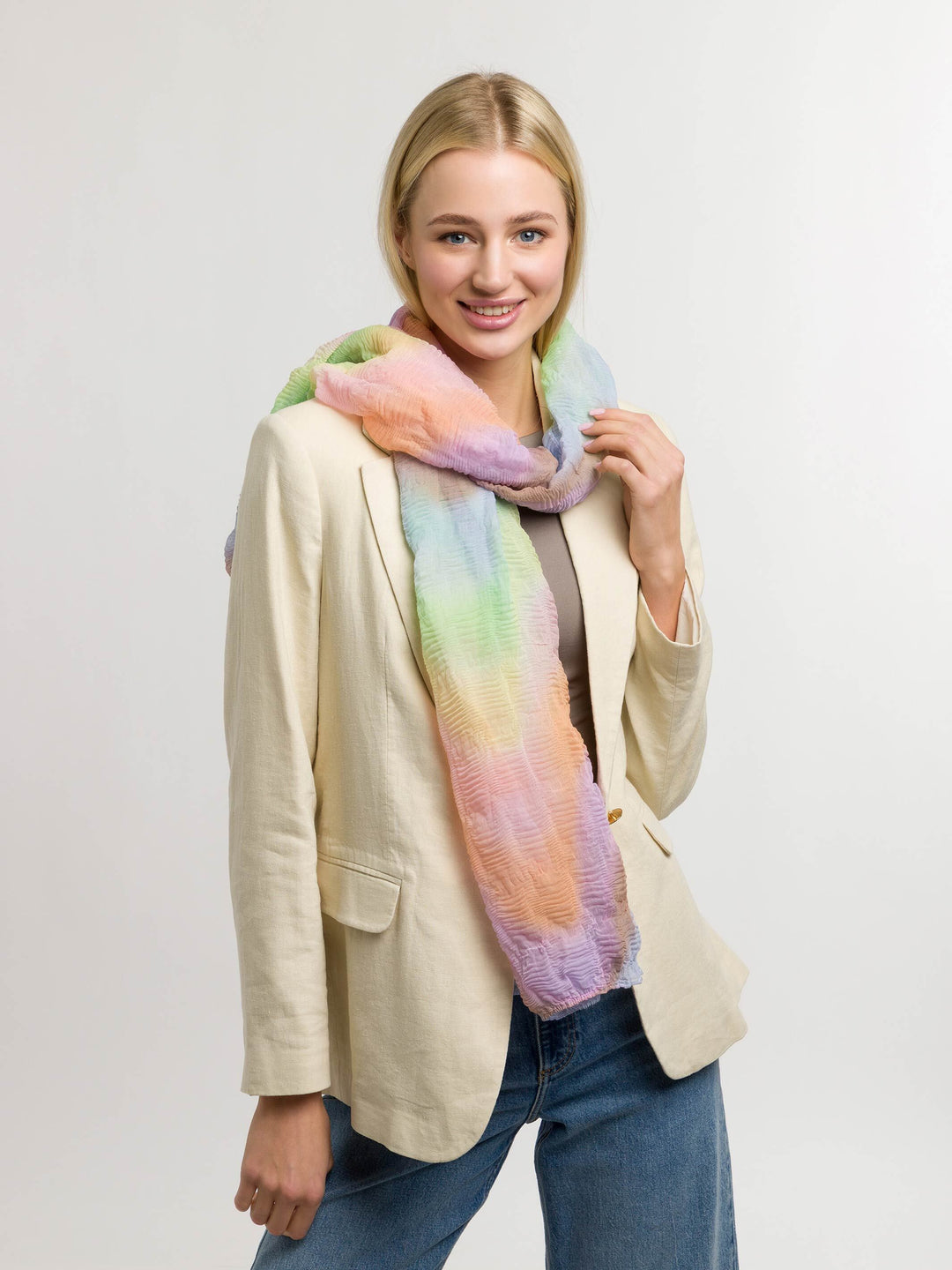 Sustainability Edition - Plissierter Schal mit Wellen-Design - soft apricot / OneSize | 640027-243