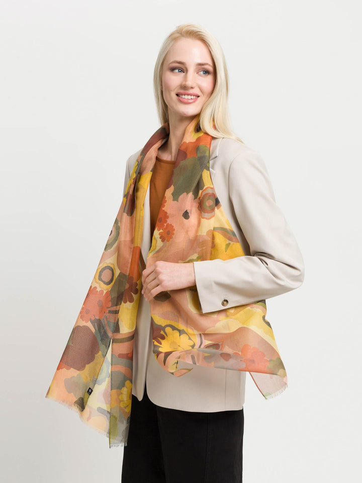 Sustainability Edition - Leichter Schal mit floralem Design - yellow / OneSize | 640035-120