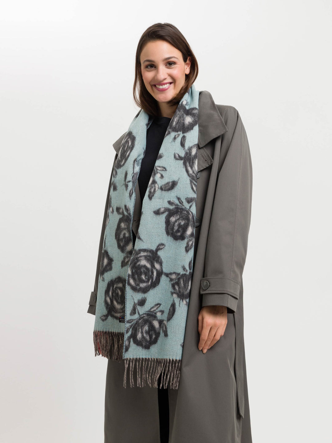 Sustainability Edition - Cashmink-Schal mit Rosen-Design - misty blue / OneSize | 641015-672