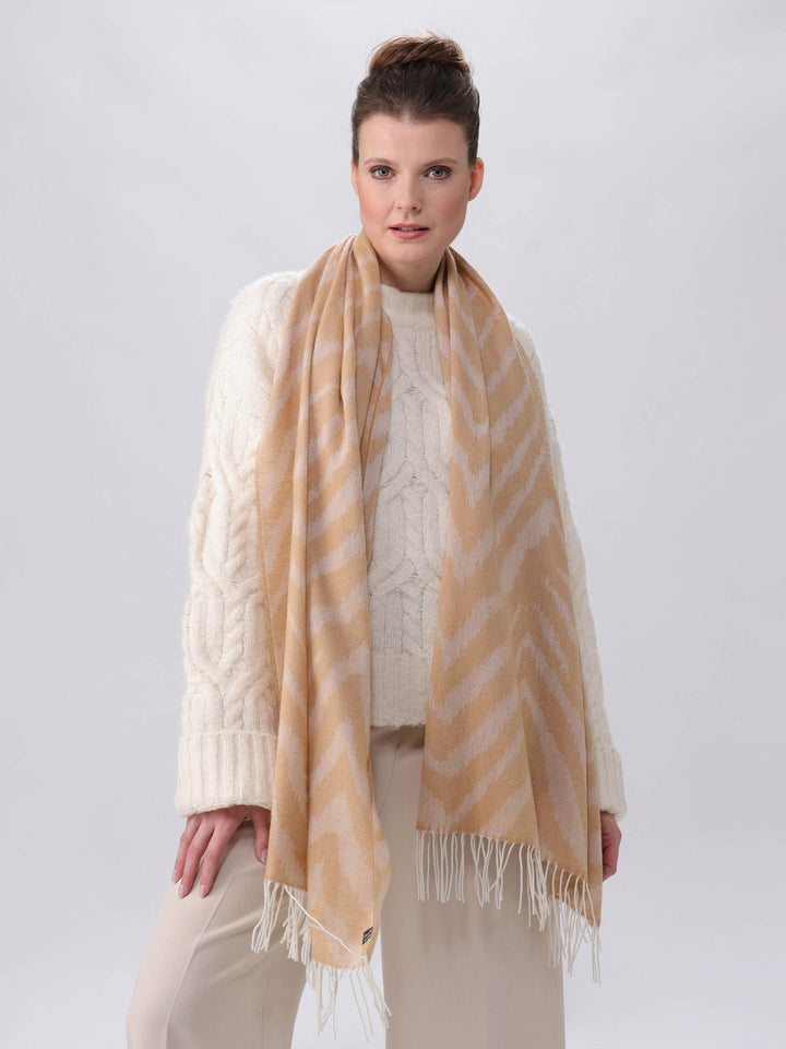 Sustainability Edition - Cashmink-Stola mit Zebra-Design - Made in Germany - camel / OneSize | 643010-180