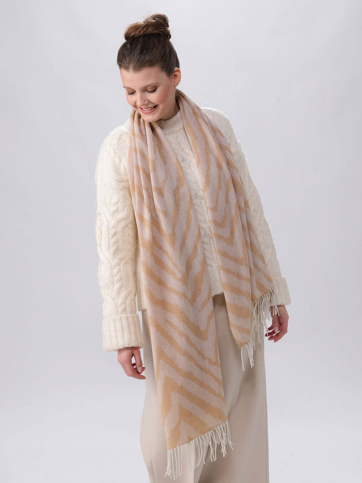 Sustainability Edition - Cashmink-Stola mit Zebra-Design - Made in Germany - camel / OneSize | 643010-180