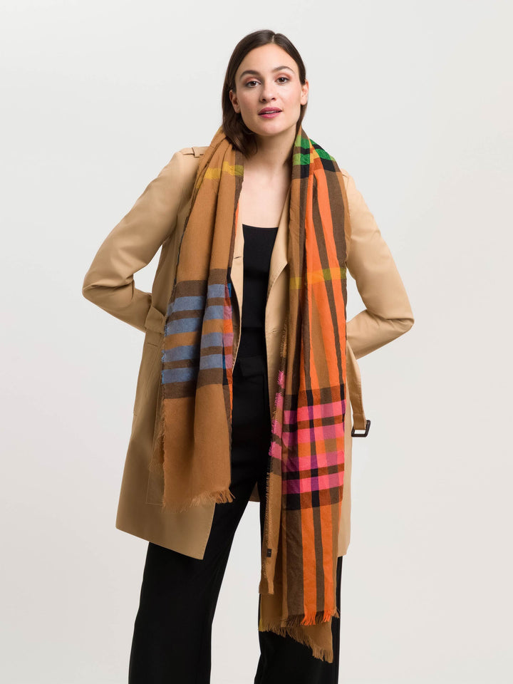 Sustainability Edition - Leichte Stola mit FRAAS Plaid Karo - rabbit / OneSize | 646130-181