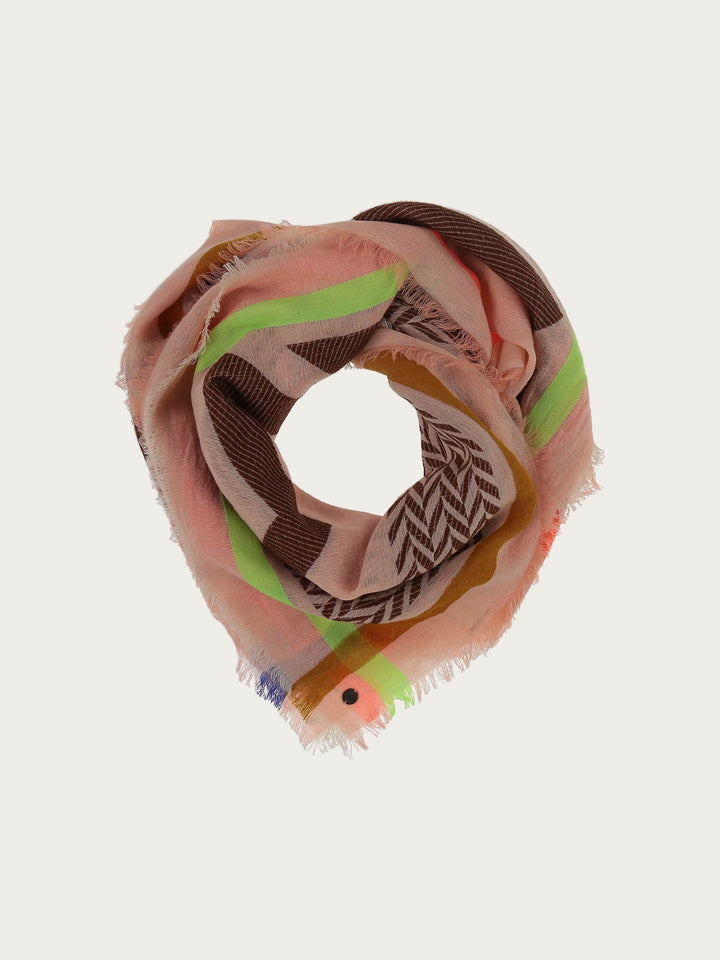Fil Coupé Tuch mit Muster-Mix und Neon-Streifen - morning rose / OneSize | 658098-427