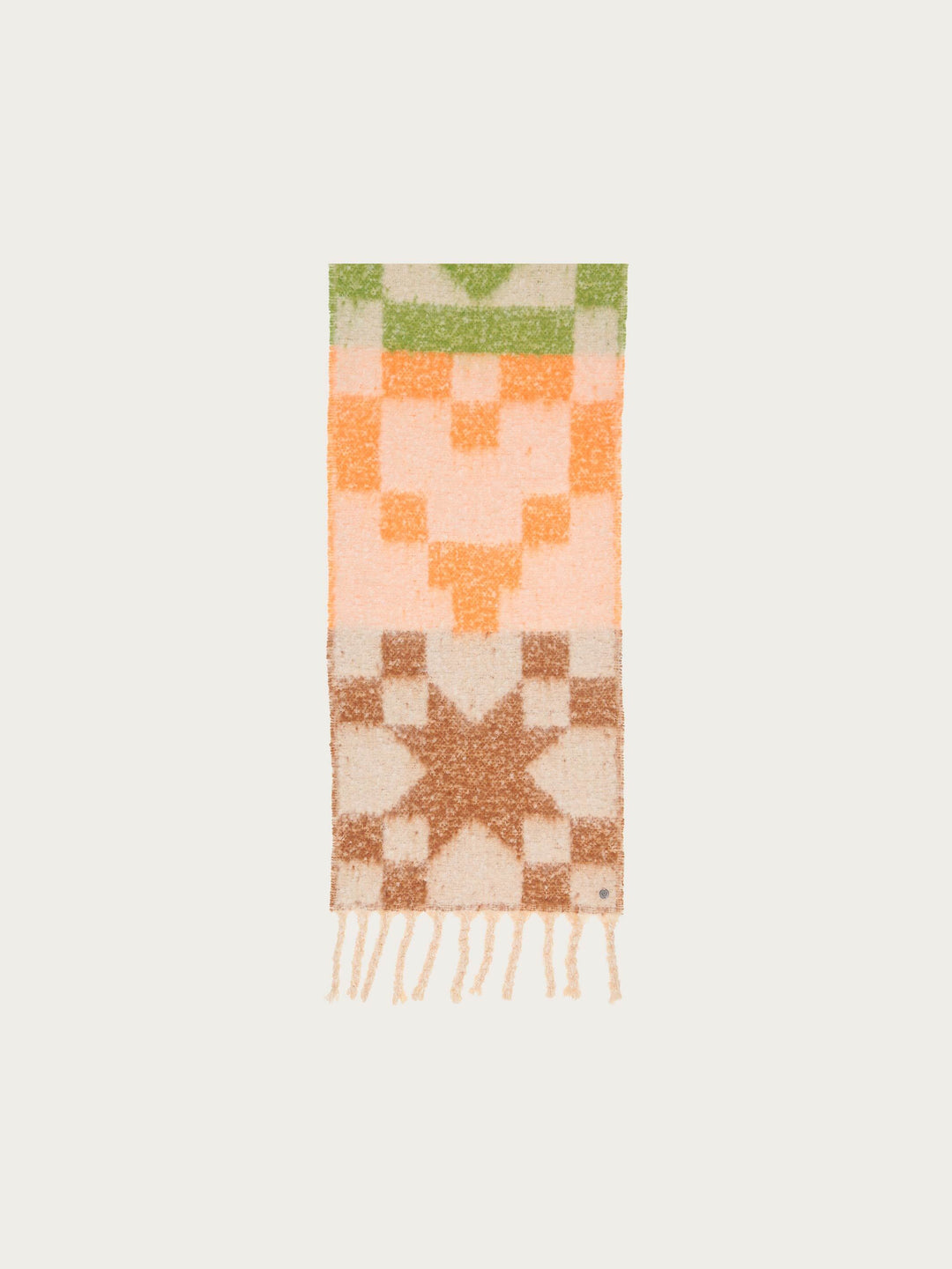 Flauschiger Schal mit geometrischen Mustern in Wollmischung - apricot / OneSize | 658112-240