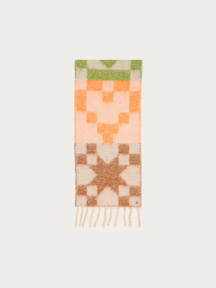 Flauschiger Schal mit geometrischen Mustern in Wollmischung - apricot / OneSize | 658112-240