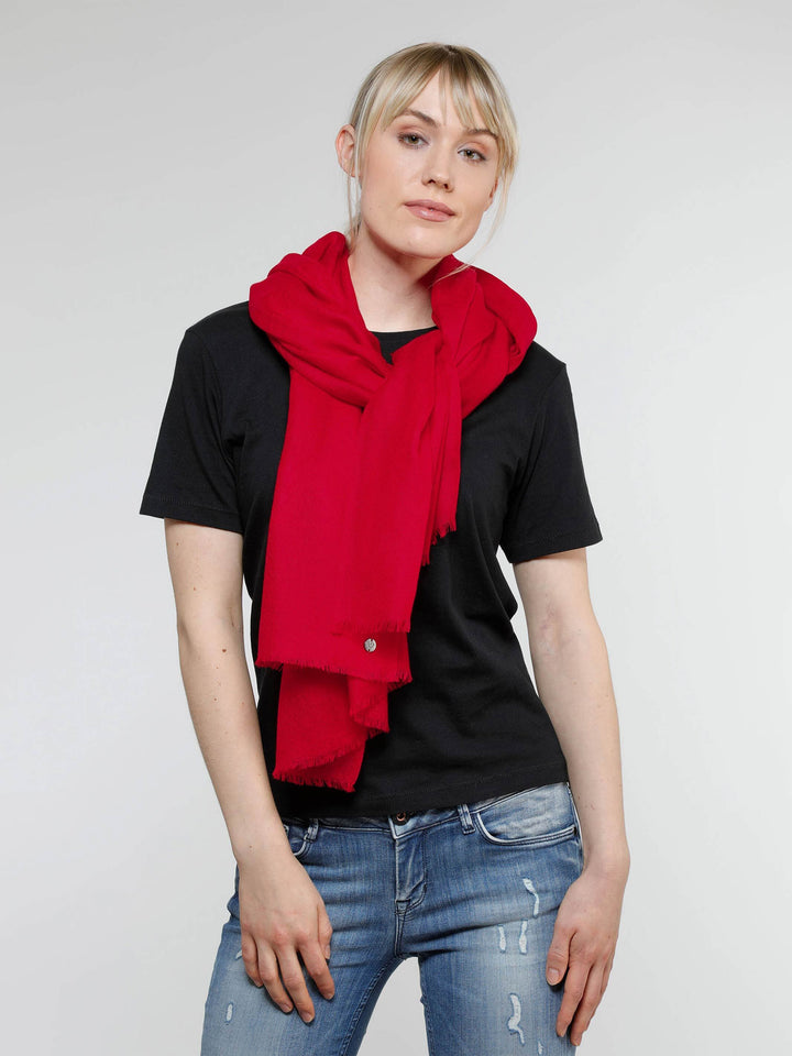 Einfarbige Pashmina aus reiner Wolle - red / OneSize | 658200-360