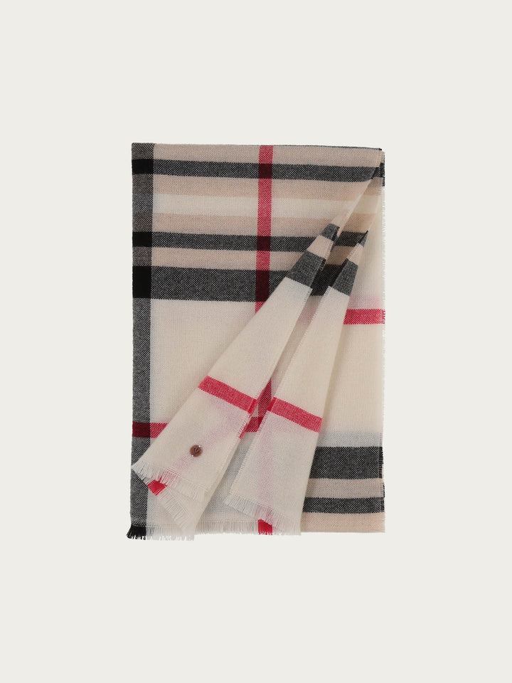 Zarte Stola mit FRAAS Plaid Karo aus reinem Kaschmir - off white / OneSize | 680028-020