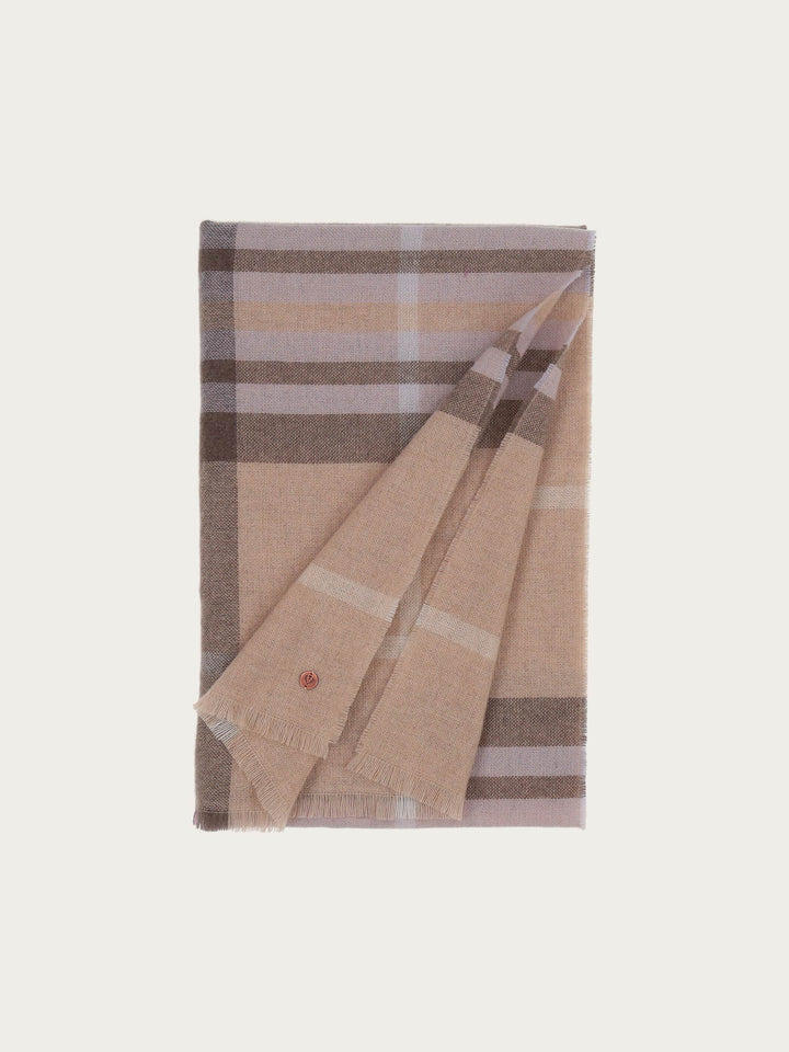 Zarte Stola mit FRAAS Plaid Karo aus reinem Kaschmir - sand / OneSize | 680028-174