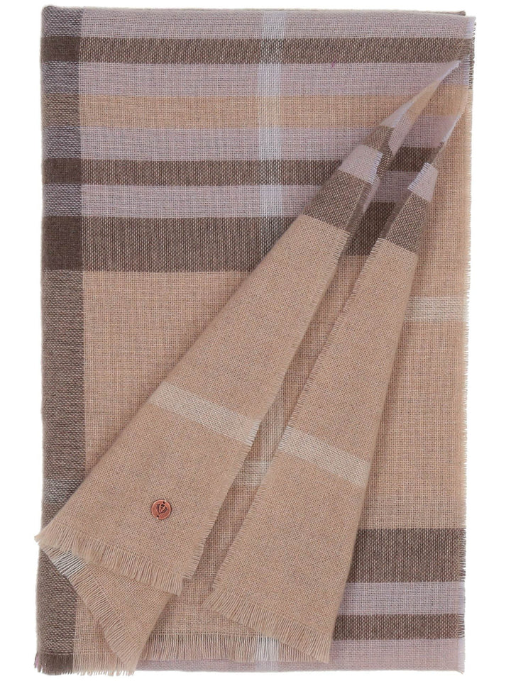 Zarte Stola mit FRAAS Plaid Karo aus reinem Kaschmir - sand / OneSize | 680028-174