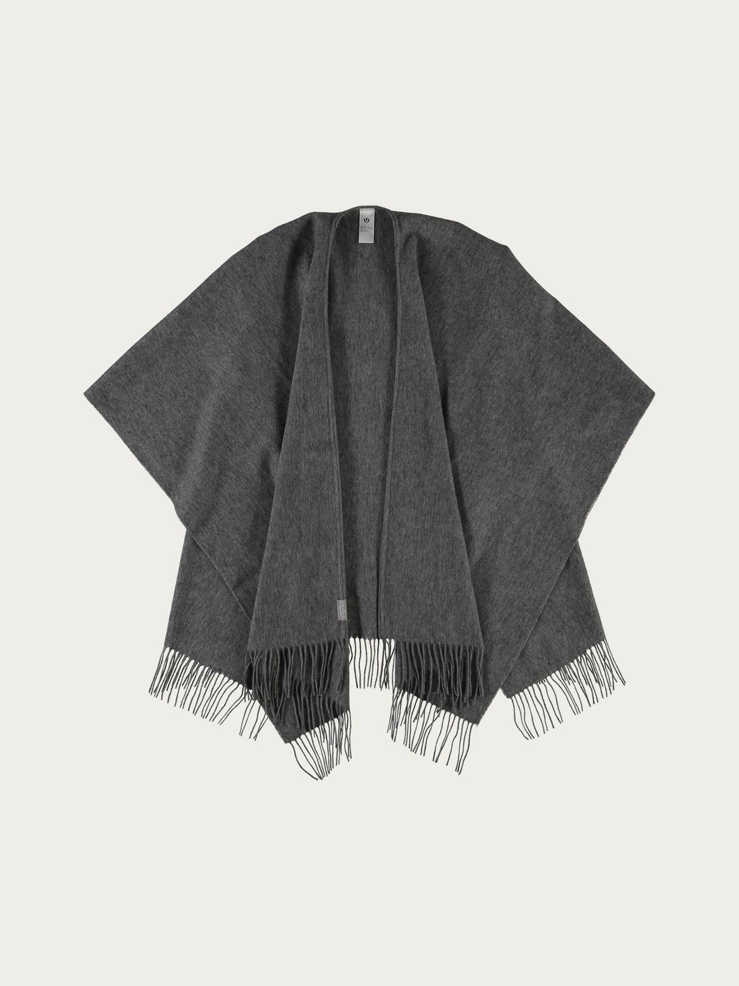 Einfarbiger Poncho aus reiner Wolle - grey / OneSize | 680099-960