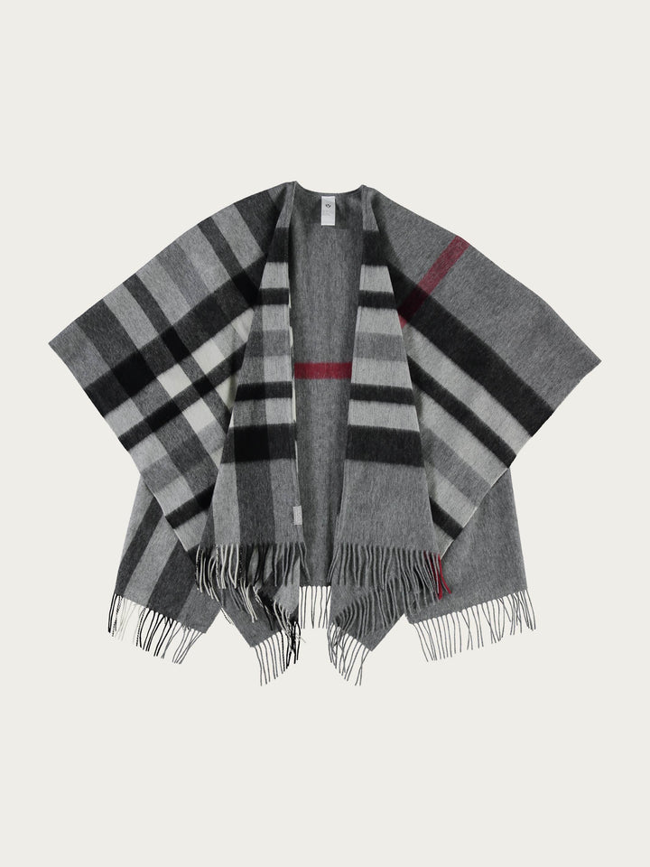 Poncho mit FRAAS Plaid Karo aus reiner Wolle - grey / OneSize | 680100-960