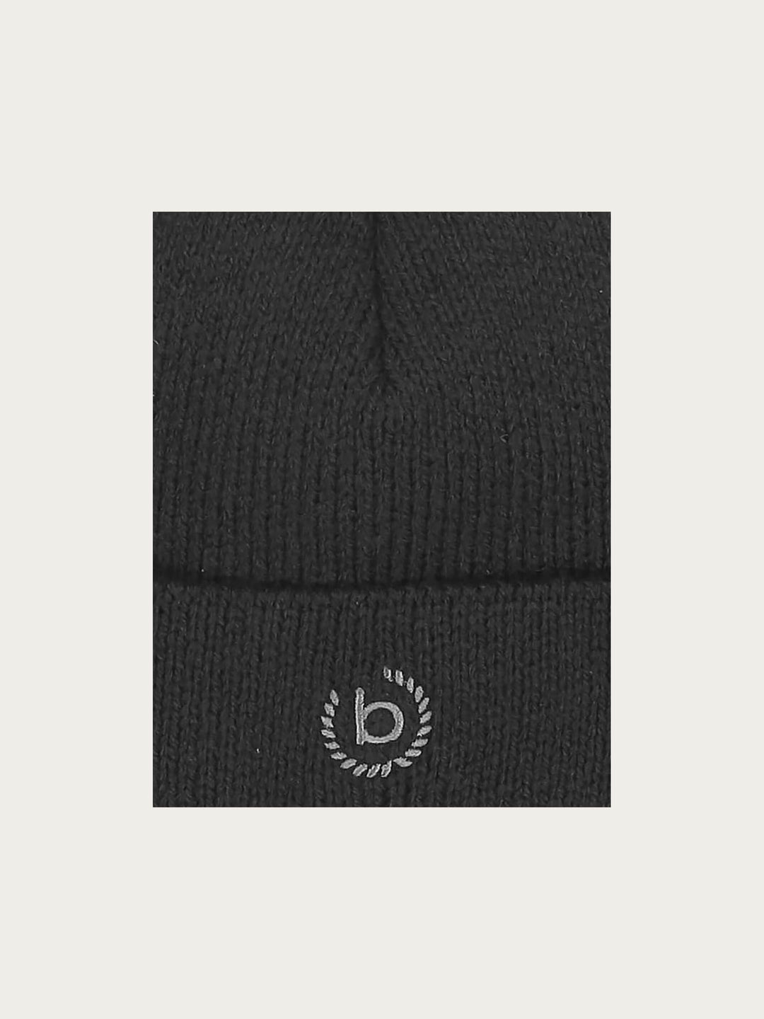 Einfarbige Strickmütze in Wollmischung mit bugatti-Logo - charcoal / One Size | 629300-980