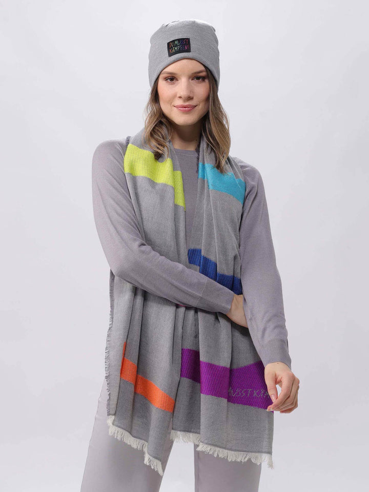 Strickmütze mit Aufnäher DU MUSST KÄMPFEN! - light grey / One Size | 667069-950