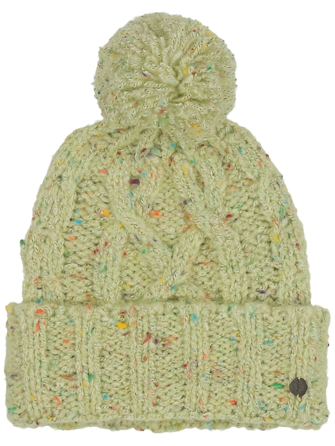 Melierte Strickmütze mit Zopfmuster in Wollmischung - honest green / One Size | 667092-702