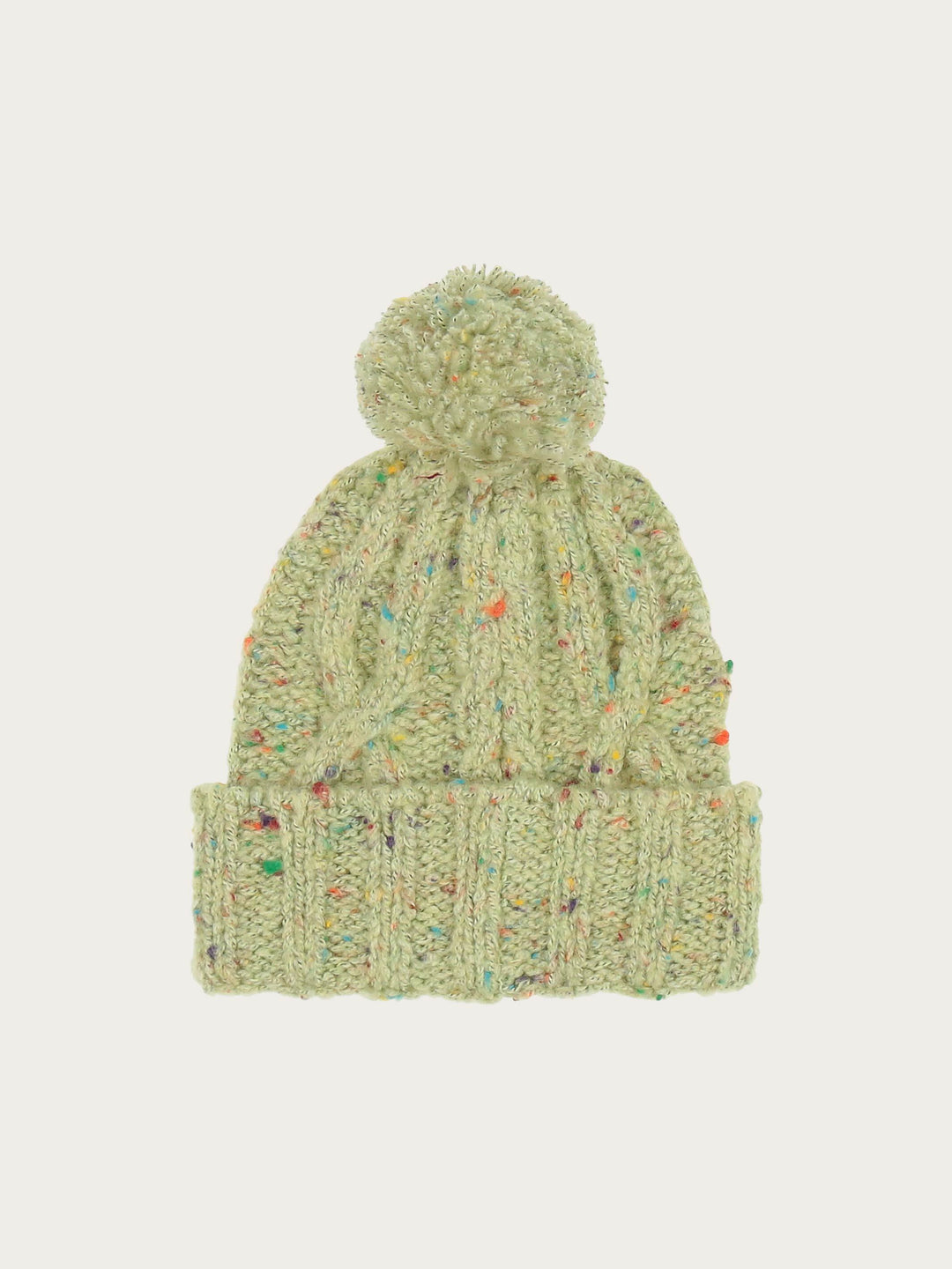 Melierte Strickmütze mit Zopfmuster in Wollmischung - honest green / One Size | 667092-702