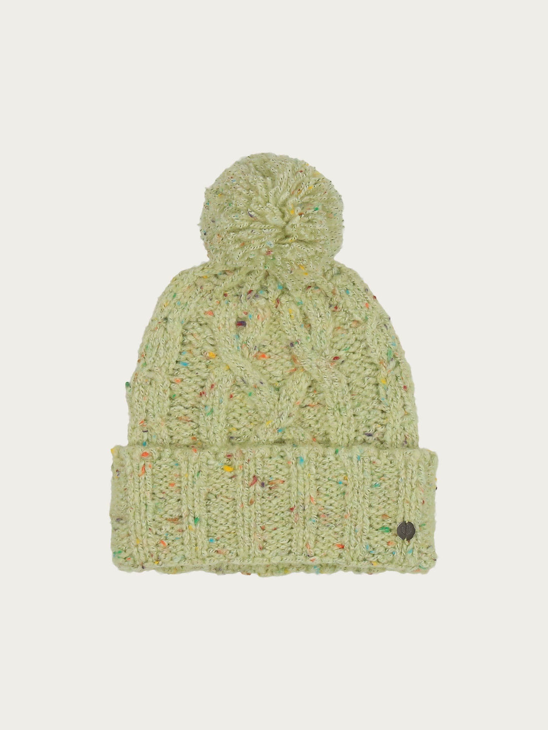 Melierte Strickmütze mit Zopfmuster in Wollmischung - honest green / One Size | 667092-702