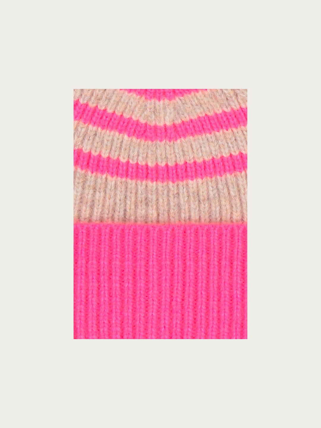 Geringelte Strickmütze mit breiter Krempe - digital pink / One Size | 667095-456