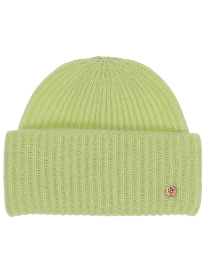 Grobstrick-Mütze aus reinem Kaschmir - organic green / One Size | 684308-703