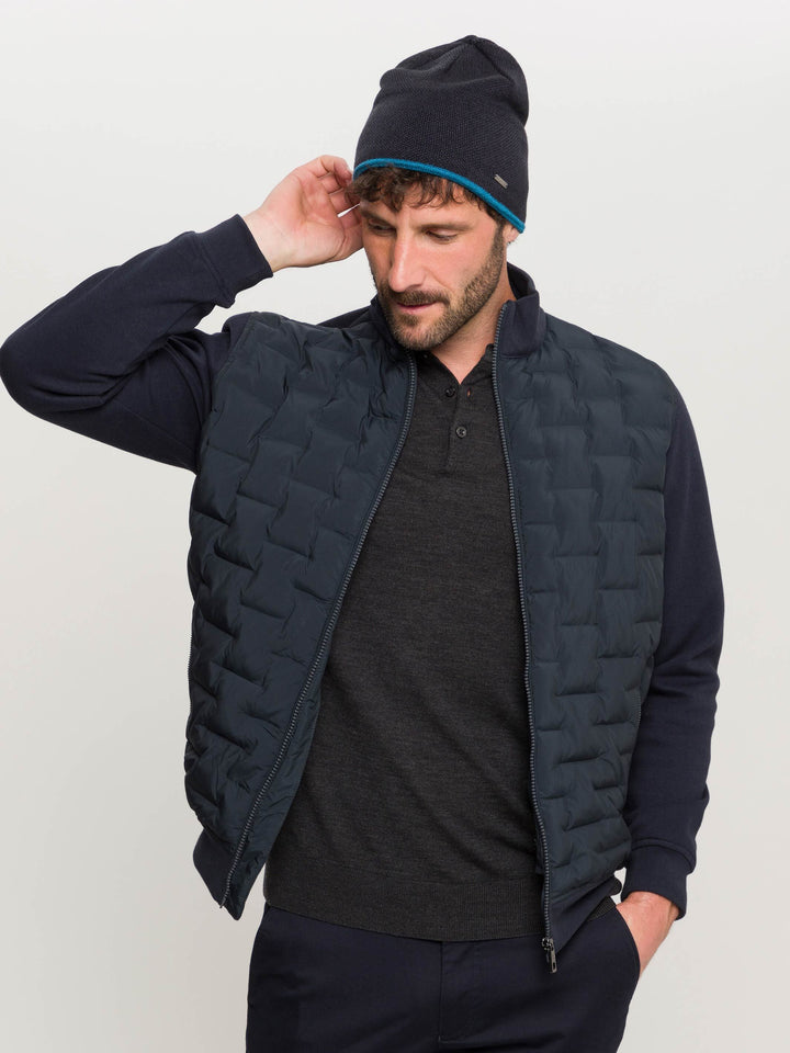 bugatti Strickmütze mit farblich abgesetztem Rand - navy | 629304-590